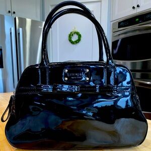 Kate Spade Black Patent Leather Purse With Bow